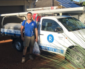 Rectify Plumbing plumber and service vehicle completing job Erina Central Coast