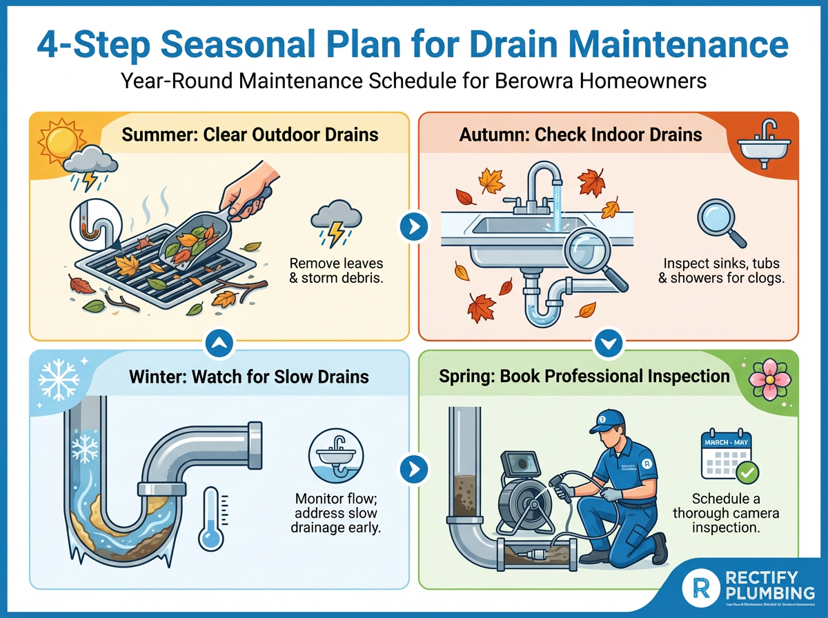 Kitchen Monthly, Bathroom Monthly, Outdoor After Rain, Main Sewer Yearly