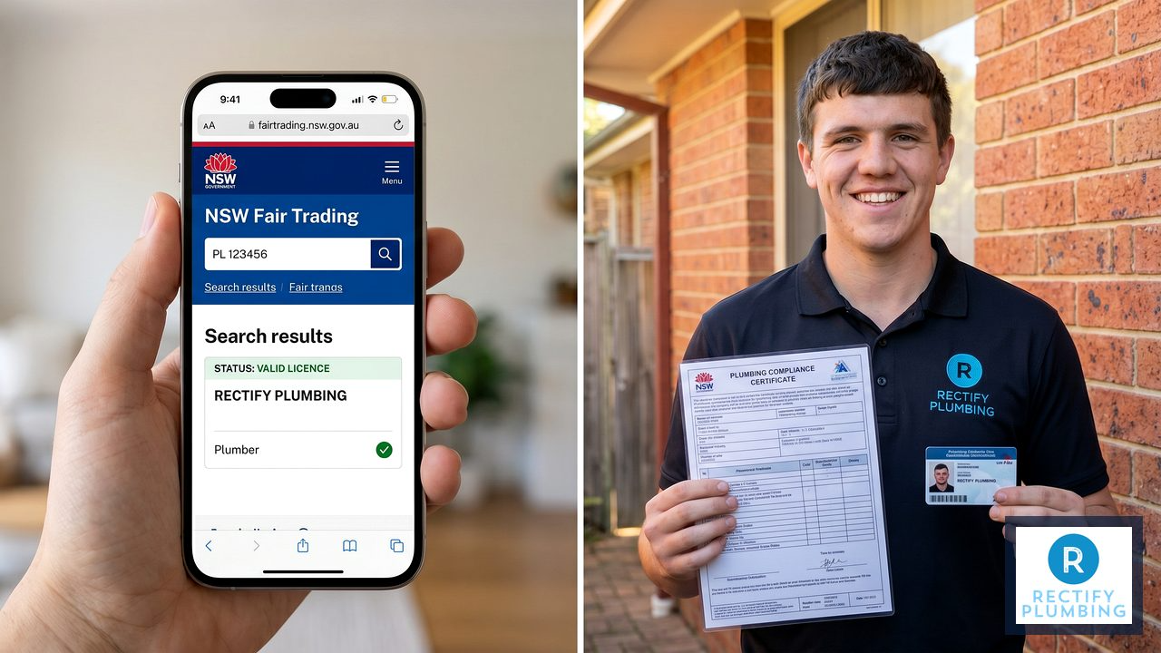 Checking a plumber licence on NSW Fair Trading website before booking emergency plumber in Epping
