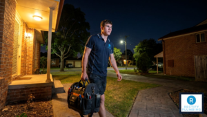 Licensed emergency plumber arriving at Epping NSW home at night for 24-hour callout