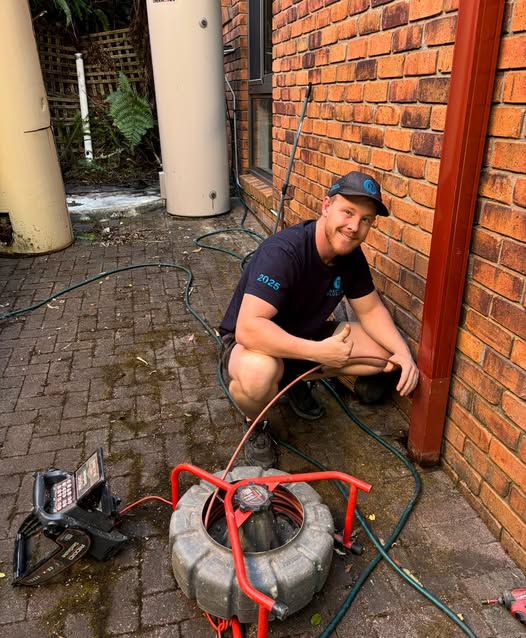 Rectify plumber feeding a drain machine cable into an external drain at an Epping home
